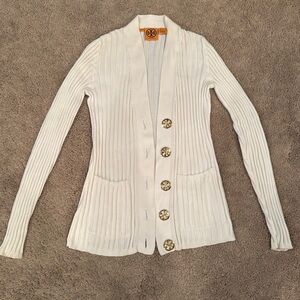 White textured // Tory Burch Cardigan // Size XS